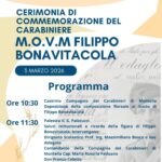 Evento di commemorazione del carabiniere Filippo Bonavitacola. Programma della giornata e disposizioni organizzative
